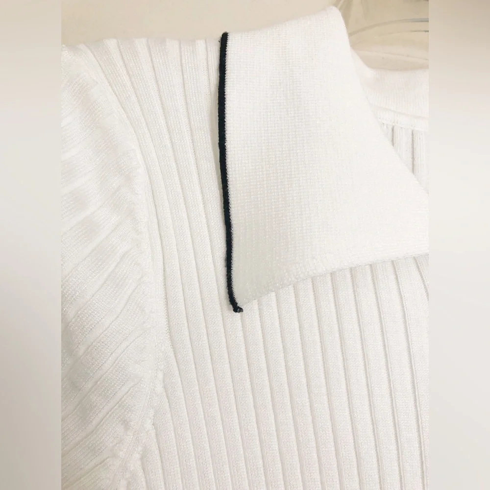 White Ribbed Maxi Dress with Buttons - Picture 11 of 16